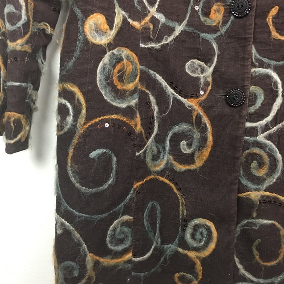 Bentley A Vintage brown Swirl button corduroy coat - Picture 2 of 8